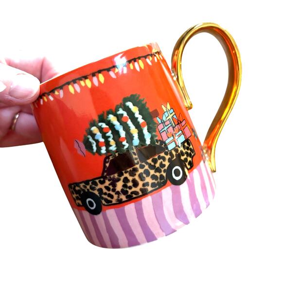 Anthropologie coffee mug Christmas holiday theme by Bouffants & Broken Hearts - Picture 2 of 8